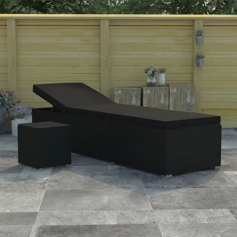 Poly rattan ligstoel met gepoedercoat stalen frame voor ontspanning - Zwart / 1 - Ligstoelen