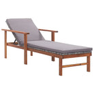 Poly rattan ligstoel met massief acaciahout voor buiten ontspanning - Grijs / 1 / Ja - Ligstoelen