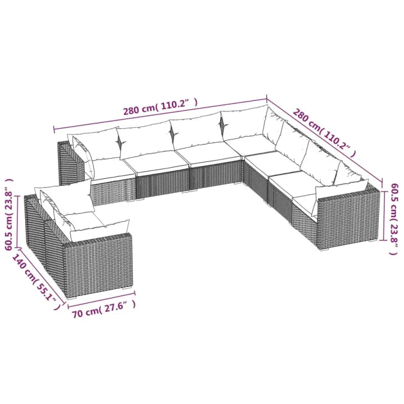 Poly Rattan Lounge Set met Waterbestendig Materiaal en Diepte Zitting - Tuinsets
