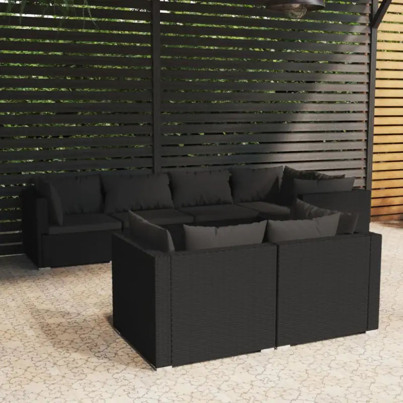 Poly Rattan Lounge Set met Waterbestendig Materiaal en Diepte Zitting - Zwart / 5x hoek + 2x midden - Tuinsets