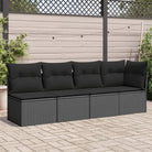 Poly rattan loungebank voor een comfortabele zitervaring met modulair ontwerp - Zwart / 1 / hoek + 3x midden