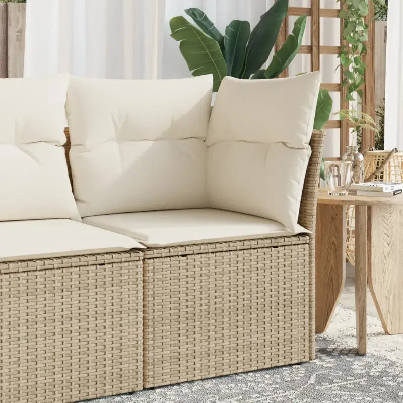 Poly rattan loungebank voor een comfortabele zitervaring met modulair ontwerp - beige en crèmekleurig / 1 / Hoekbank
