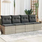 Poly rattan loungebank voor een comfortabele zitervaring met modulair ontwerp - Lichtgrijs / 1 / Vierzitsbank