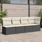 Poly rattan loungebank voor een comfortabele zitervaring met modulair ontwerp - Zwart en crème / 1 / hoek + 3x midden