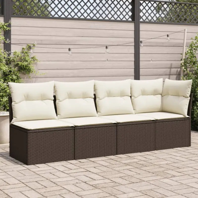 Poly rattan loungebank voor een comfortabele zitervaring met modulair ontwerp - Bruin / 1 / hoek + 3x midden