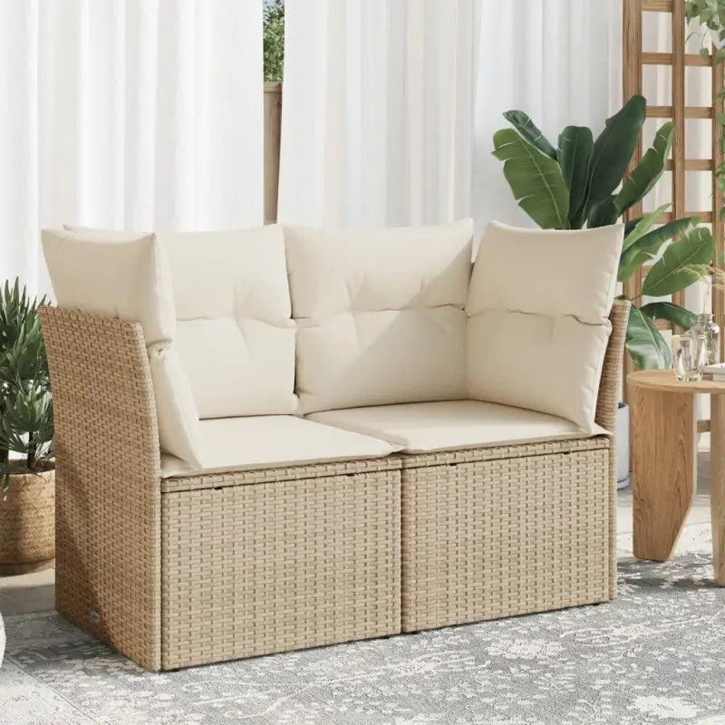 Poly rattan loungebank voor een comfortabele zitervaring met modulair ontwerp - beige en crèmekleurig / 1