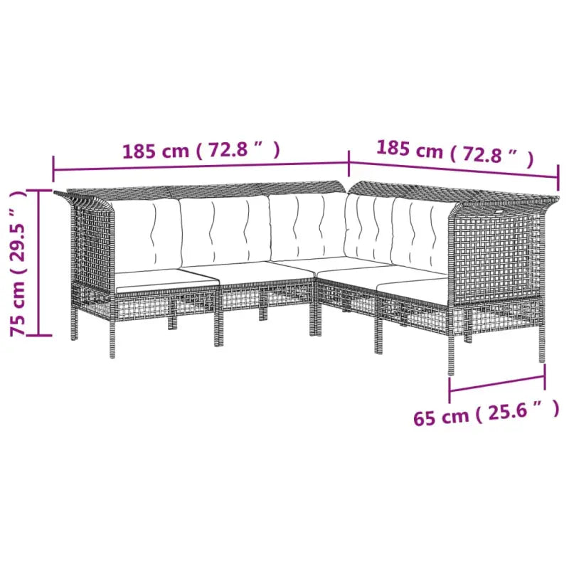 Poly Rattan Loungeset met breedte zitting en rasterontwerp draagvermogen - Tuinsets