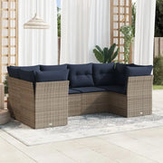 Poly rattan loungeset met comfortabele zitervaring en gepoedercoat staal - Beige en grijs - Tuinsets