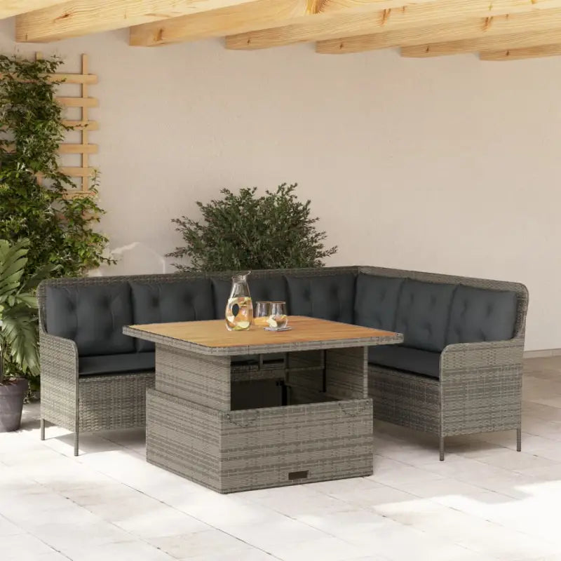 Poly rattan loungeset met comfortabele zitervaring en wasbare hoes - Grijs / 110 x 110 x 40/71 cm - Tuinsets