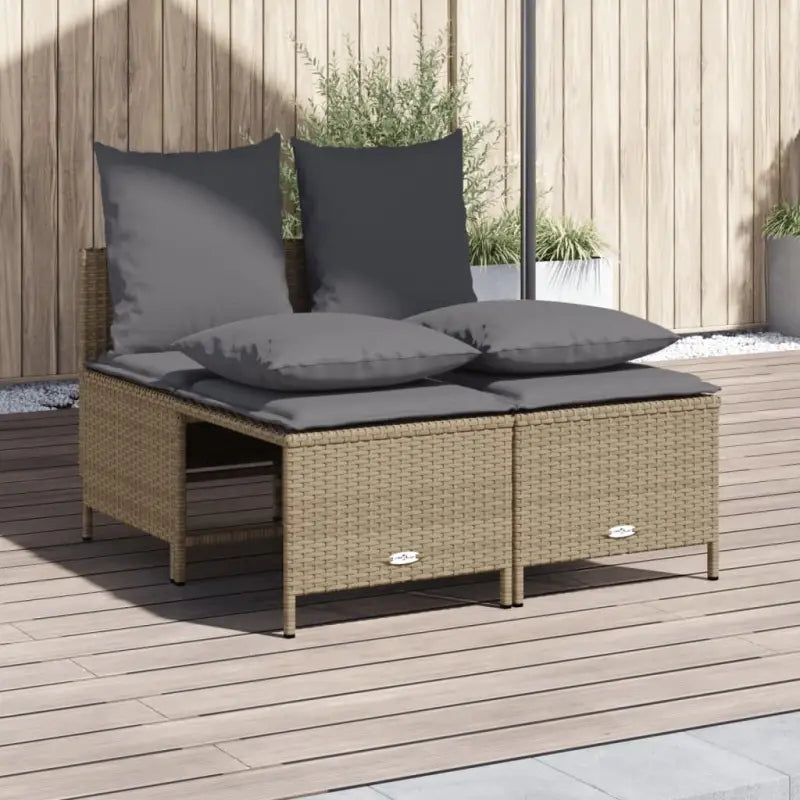 Poly Rattan loungeset met comfortabele zitervaring en wasbare hoes - Beige - Tuinsets