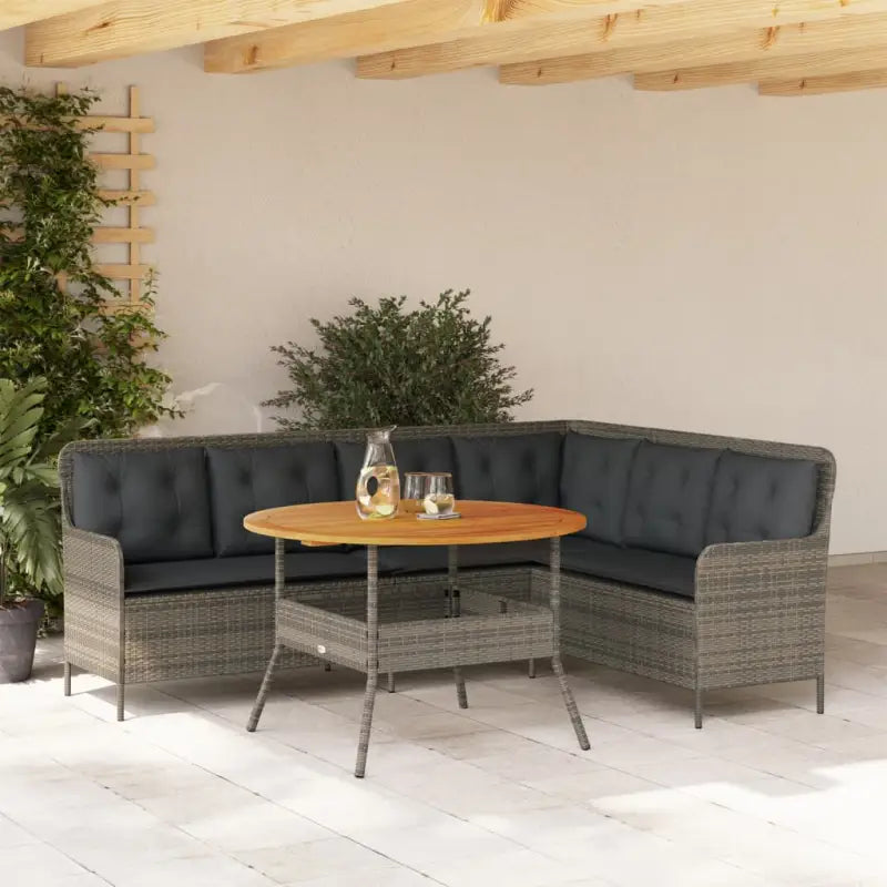 Poly rattan loungeset met comfortabele zitervaring en wasbare hoes - Grijs - Tuinsets
