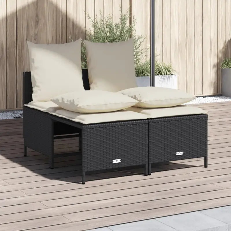 Poly Rattan loungeset met comfortabele zitervaring en wasbare hoes - Zwart - Tuinsets