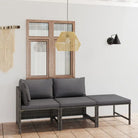 Poly rattan loungeset met diepte zitting en comfortabel materiaal vulling - Grijs / hoek + midden + voetensteun