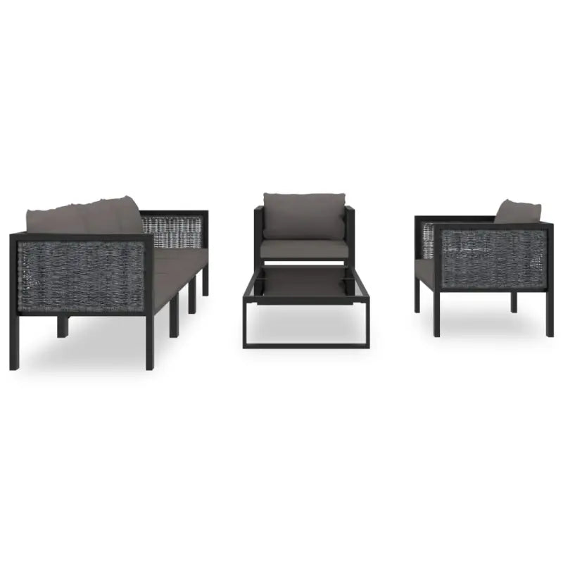 Poly rattan loungeset met gehard glas en dikte kussen voor tuin of terras - Tuinsets