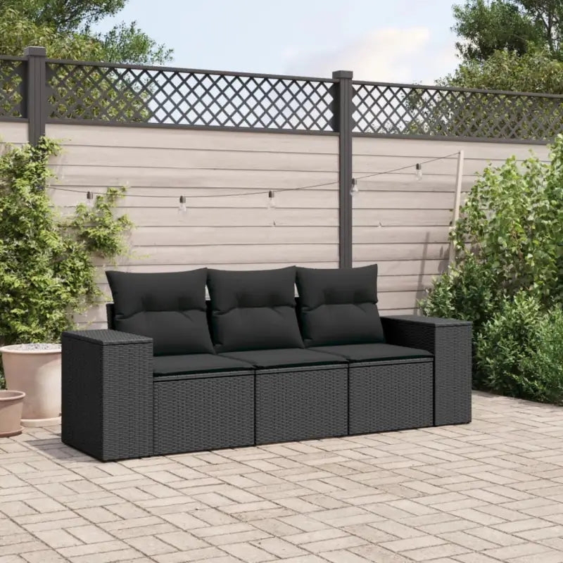 Poly rattan loungeset met gepoedercoat staal afmetingen en waterdichte tas - Zwart / Zonder tafel - Tuinsets