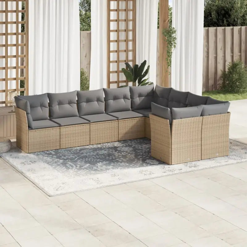 Poly rattan loungeset met gepoedercoat staal en waterdichte tas - Beige en grijs / Zonder tafel - Tuinsets
