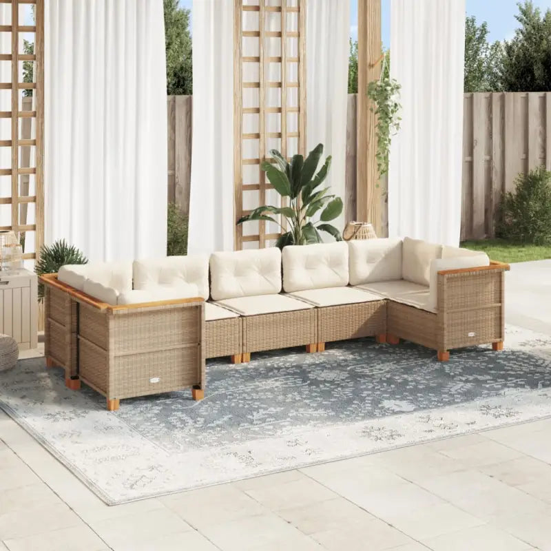 Poly rattan loungeset met natuurlijke olieafwerking voor een comfortabele zitervaring - Beige / Dichtgeweven - Tuinsets