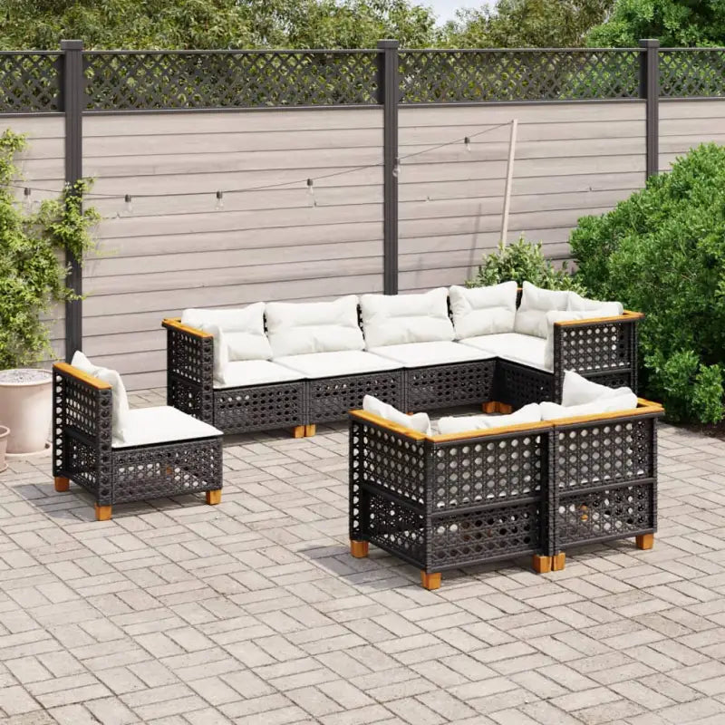 Poly rattan loungeset met natuurlijke olieafwerking en comfortabele zitervaring - Zwart / Zonder tafel / gat weven