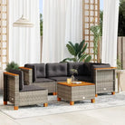 Poly rattan loungeset met natuurlijke olieafwerking en comfortabele zitervaring - Grijs / Met tafel / Dichtgeweven
