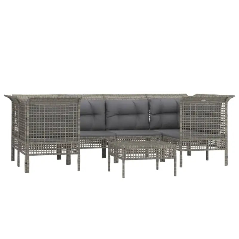 Poly rattan loungeset met rasterontwerp en comfortabele diepte zitting - Tuinsets
