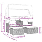 Poly Rattan Loungeset met Uitschuifbare Luifel en Wasbare Hoes - Loungebanken