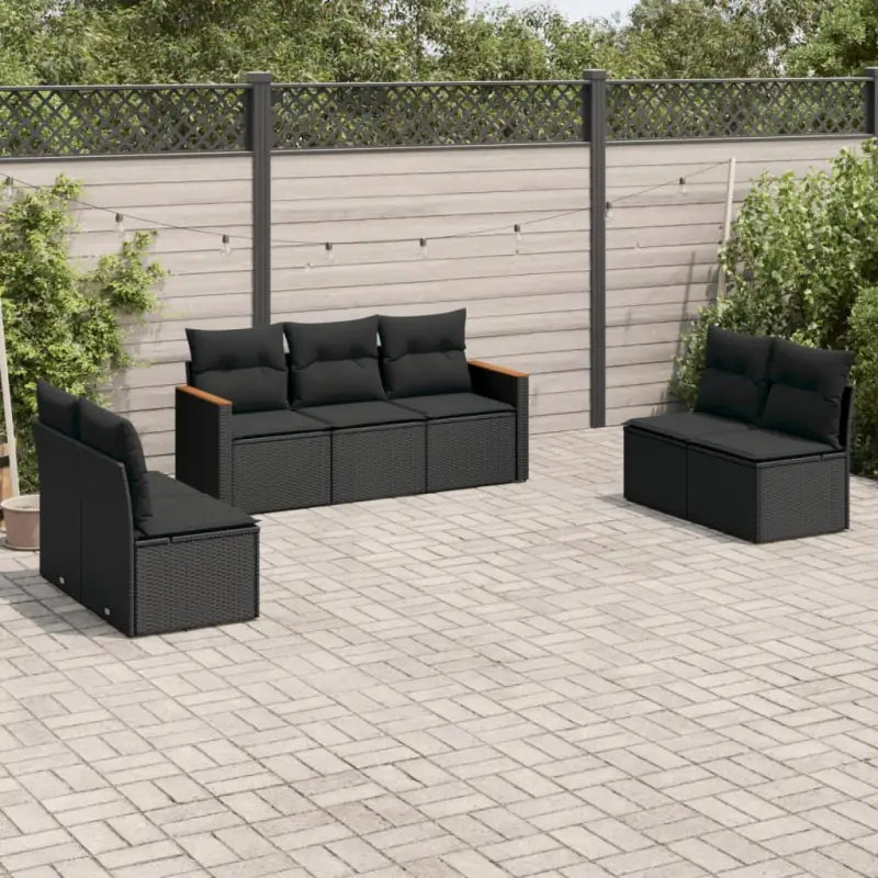 Poly rattan loungeset met wasbare hoes en gepoedercoat staal afmetingen - Zwart / Zonder tafel - Tuinsets