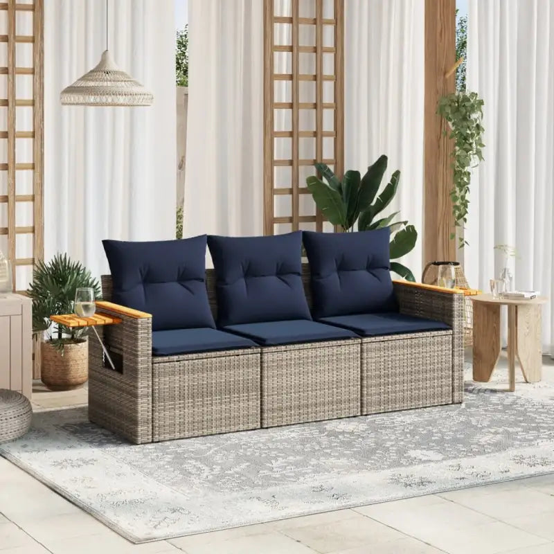 Poly rattan loungeset met wasbare hoes en modulair ontwerp voor tuin - Grijs / Zonder tafel - Tuinsets