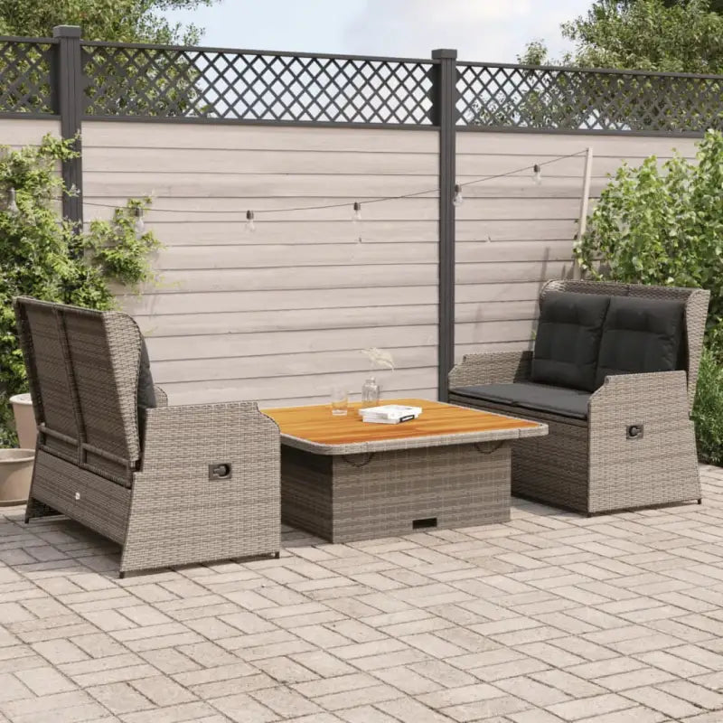 Poly rattan loungeset met wasbare hoes voor een comfortabele zitervaring - Grijs / 110 x 110 x 40/71 cm - Tuinsets