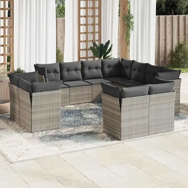 Poly Rattan Loungeset met Waterdichte Tas en Gepoedercoat Staal - Lichtgrijs / Zonder tafel - Tuinsets