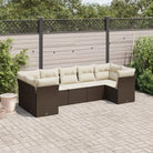 Poly Rattan Loungeset met Waterdichte Tas en Gepoedercoat Staal - Bruin en crème - Tuinsets
