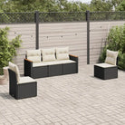 Poly rattan loungeset met waterdichte tas en wasbare hoes voor buiten genieten - Zwart en crème / Zonder tafel