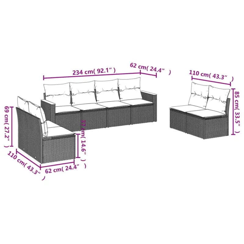Poly rattan loungeset met waterdichte tas voor buitenplezier - Grijs en blauw / Zonder tafel - Tuinsets