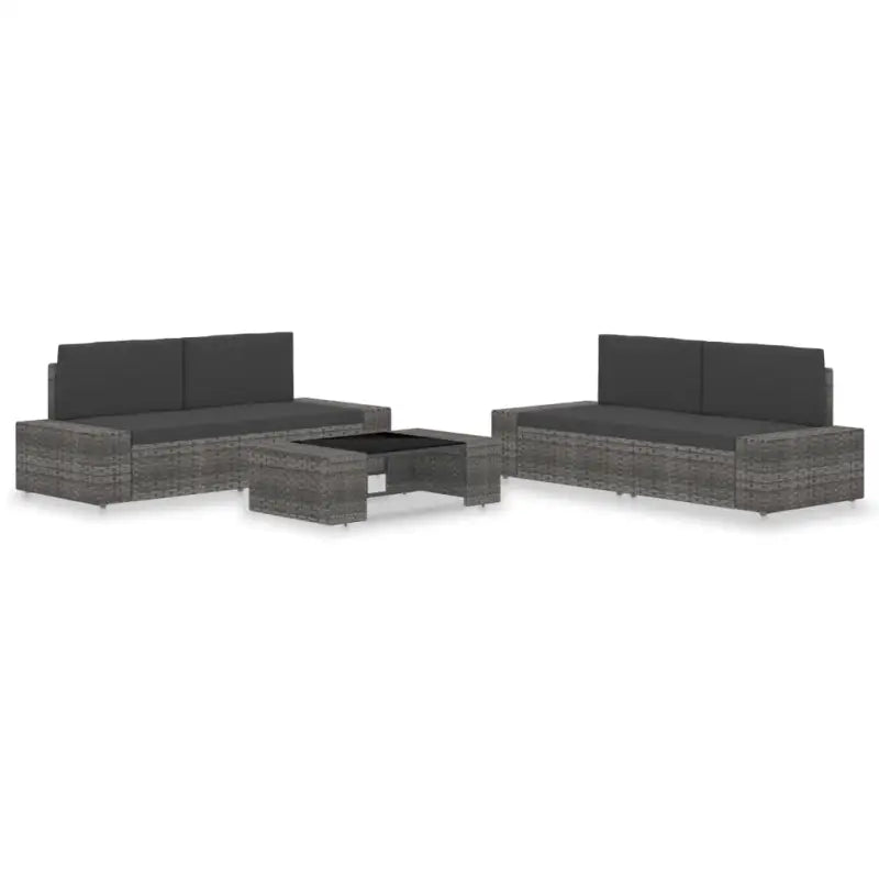 Poly rattan loungeset voor stijlvolle en comfortabele tuinbijeenkomsten - Grijs - Tuinsets