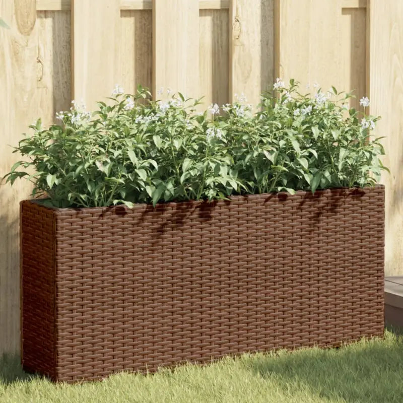 Poly rattan plantenbak met nonwoven zak voor tuin en balkon - Bruin / 2 - Bloempotten & plantenbakken