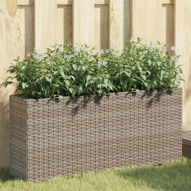 Poly rattan plantenbak met nonwoven zak voor tuin en balkon - Grijs / 2 - Bloempotten & plantenbakken
