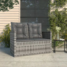 Poly Rattan Tuinbank met Kussens voor in de Tuin of Terras - Grijs / 1 / Met rugkussen - Tuinbanken