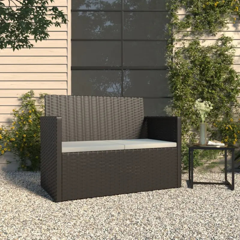 Poly Rattan Tuinbank met Kussens voor in de Tuin of Terras - Zwart / 1 / Zonder rugkussen - Tuinbanken