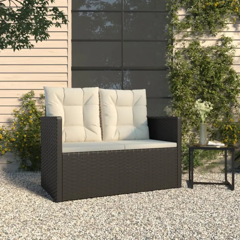 Poly Rattan Tuinbank met Kussens voor in de Tuin of Terras - Zwart / 1 / Met rugkussen - Tuinbanken