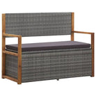 Poly Rattan tuinbank met opbergkast van massief acaciahout - Grijs / 1 - Tuinbanken