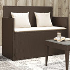 Poly rattan tuinbank met waterdichte zak voor andere spullen en kussens - Bruin / 1 - Tuinbanken
