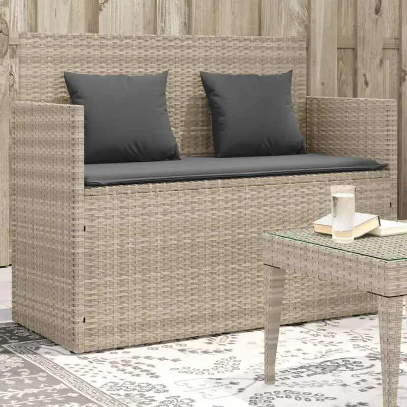 Poly rattan tuinbank met waterdichte zak voor andere spullen en kussens - Lichtgrijs / 1 - Tuinbanken