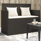 Poly rattan tuinbank met waterdichte zak voor andere spullen en kussens - Zwart en crème / 1 - Tuinbanken
