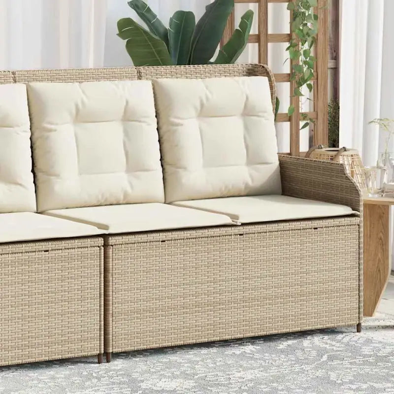 Poly rattan tuinbank voor een comfortabele zitervaring met wasbare hoes - beige en crèmekleurig / 1 / Hoekbank