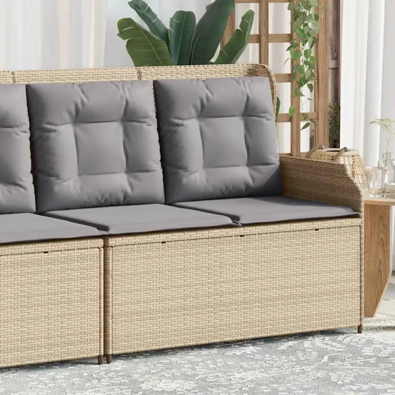 Poly rattan tuinbank voor een comfortabele zitervaring met wasbare hoes - Beige en grijs / 1 / Hoekbank