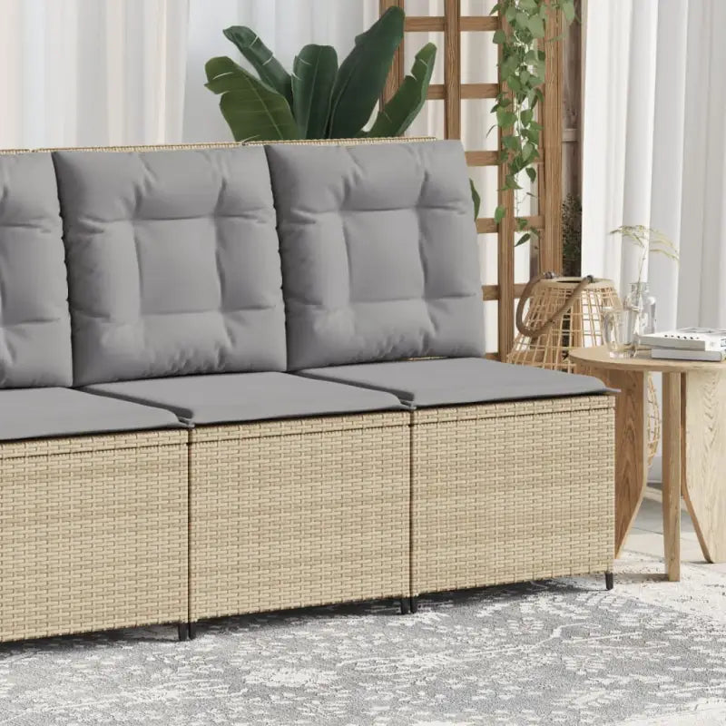 Poly rattan tuinbank voor een comfortabele zitervaring met wasbare hoes - Beige en grijs / 1 / Middenbank - Loungebanken