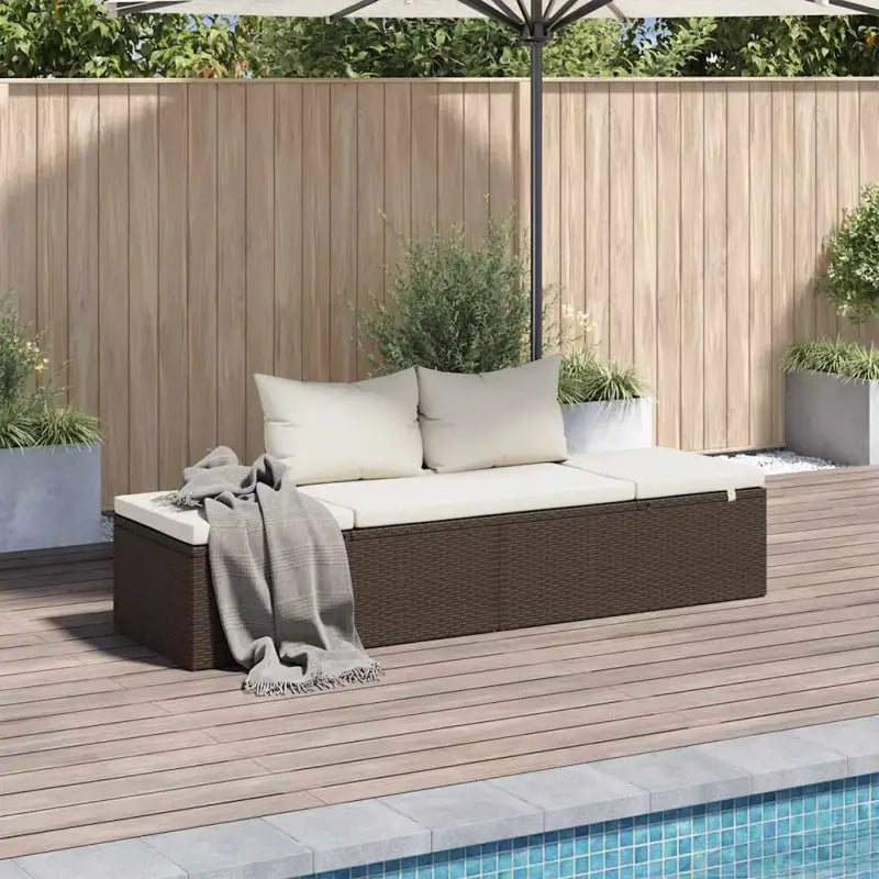 Poly rattan tuinbed met gepoedercoat stalen frame voor buitengebruik - Bruin - Tuinbedden