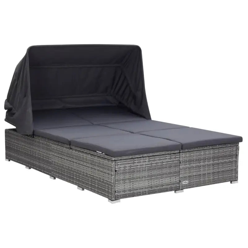 Poly Rattan Tuinbed met Luxe Tweepersoons Ligbed voor Buitenplezier - Grijs - Tuinbedden