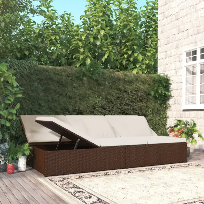 Poly Rattan Tuinbed voor ontspanning bij zwembad of op terras - Tuinbedden