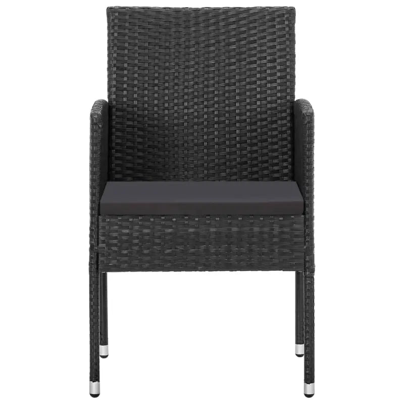Poly rattan tuinset in zwart met staal materiaal voor buitengebruik - Tuinsets