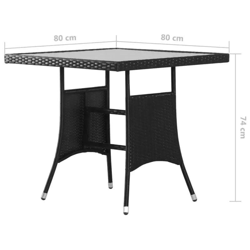 Poly rattan tuinset in zwart met staal materiaal voor buitengebruik - Tuinsets